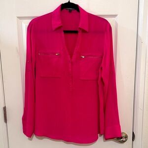 Express Fuchsia Portofino Button-Down Blouse